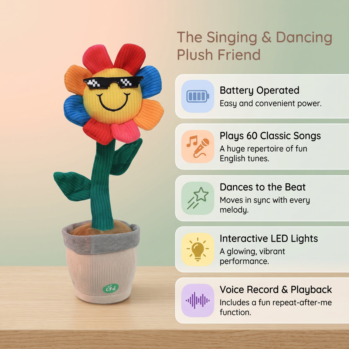 Dancing Sunflower Talking & Singing Interactive Toy for Kids