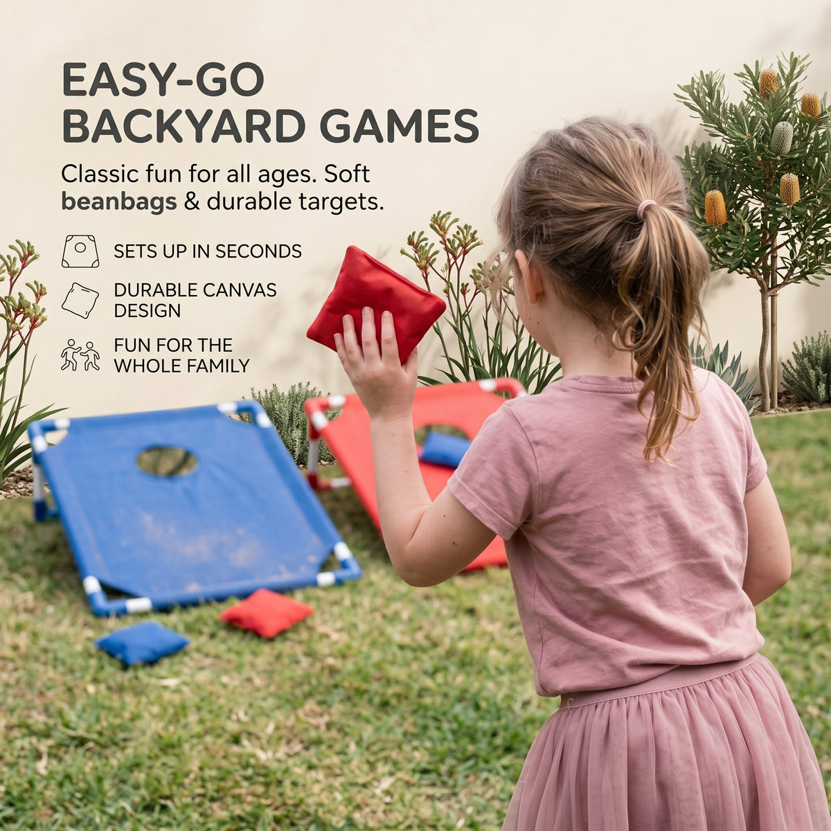 2-in-1 Cornhole & Bean Bag Toss Game for Kids