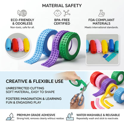 Flexible Silicone Building Block Tape for Kids