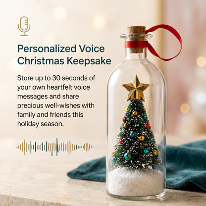 Recordable Christmas Message Glas Bottle with Mini Tree