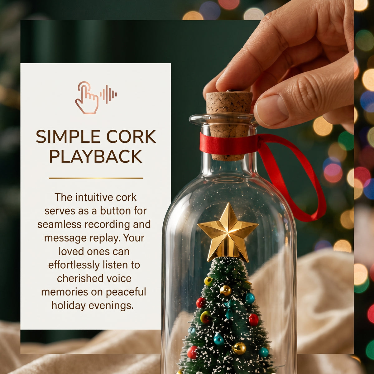 Recordable Christmas Message Glas Bottle with Mini Tree