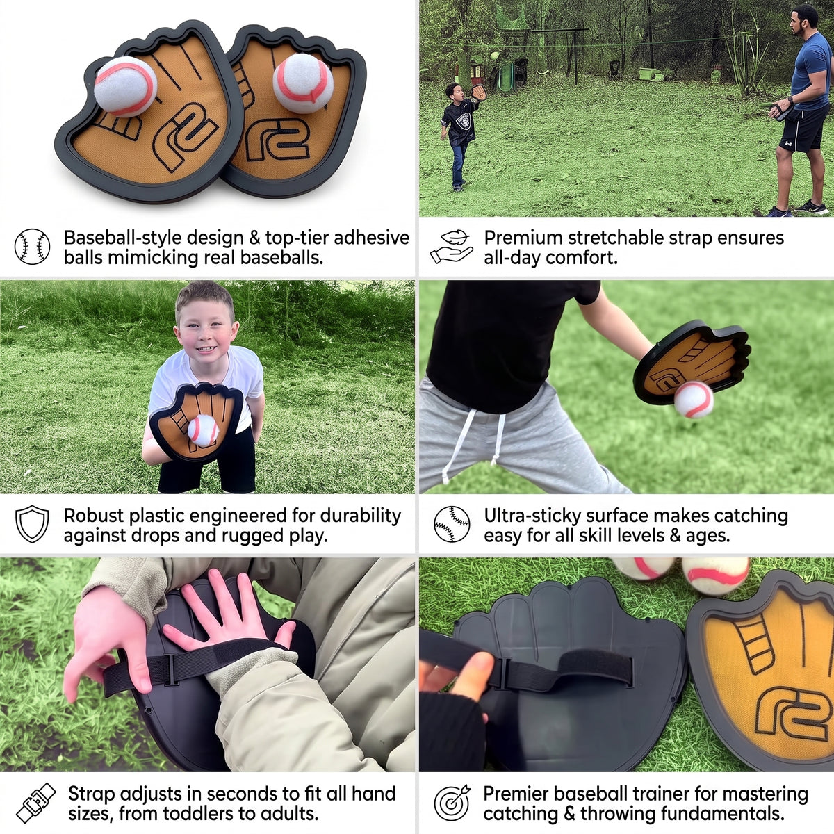 Baseball Toss & Catch Game Set for Kids – Sticky Ball & Paddle