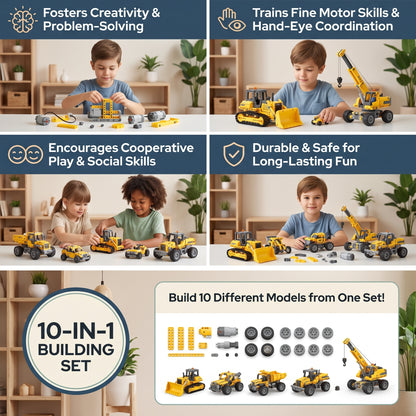 10-in-1 Electric Construction Vehicle Building Kit for Kids