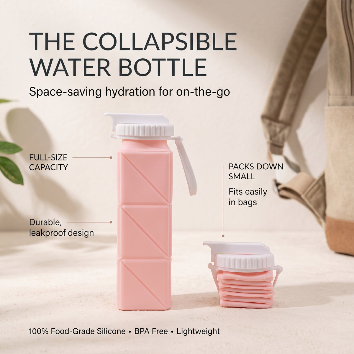 Foldable Silicone Water Bottle – Portable & Reusable Travel Drink Bottle