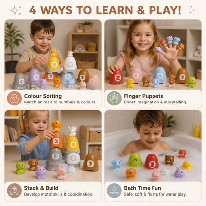 Montessori Animal Finger Puppet & Colour Sorting Set