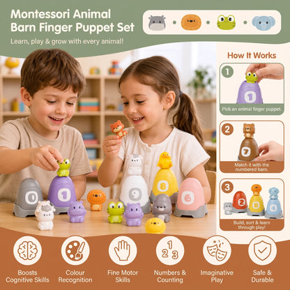 Montessori Animal Finger Puppet & Colour Sorting Set