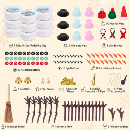 9 Pack DIY Snowman Clay Kit for Kids – Christmas Craft Set