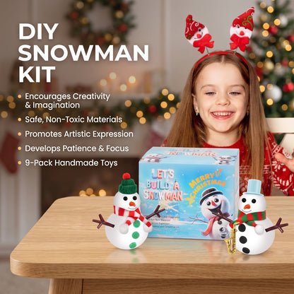 9 Pack DIY Snowman Clay Kit for Kids – Christmas Craft Set