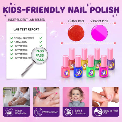 Kids Nail Polish Set with Dryer & Nail Art Kit