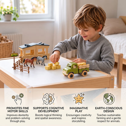 DIY Farm Truck & Horse Stable Playset for Kids