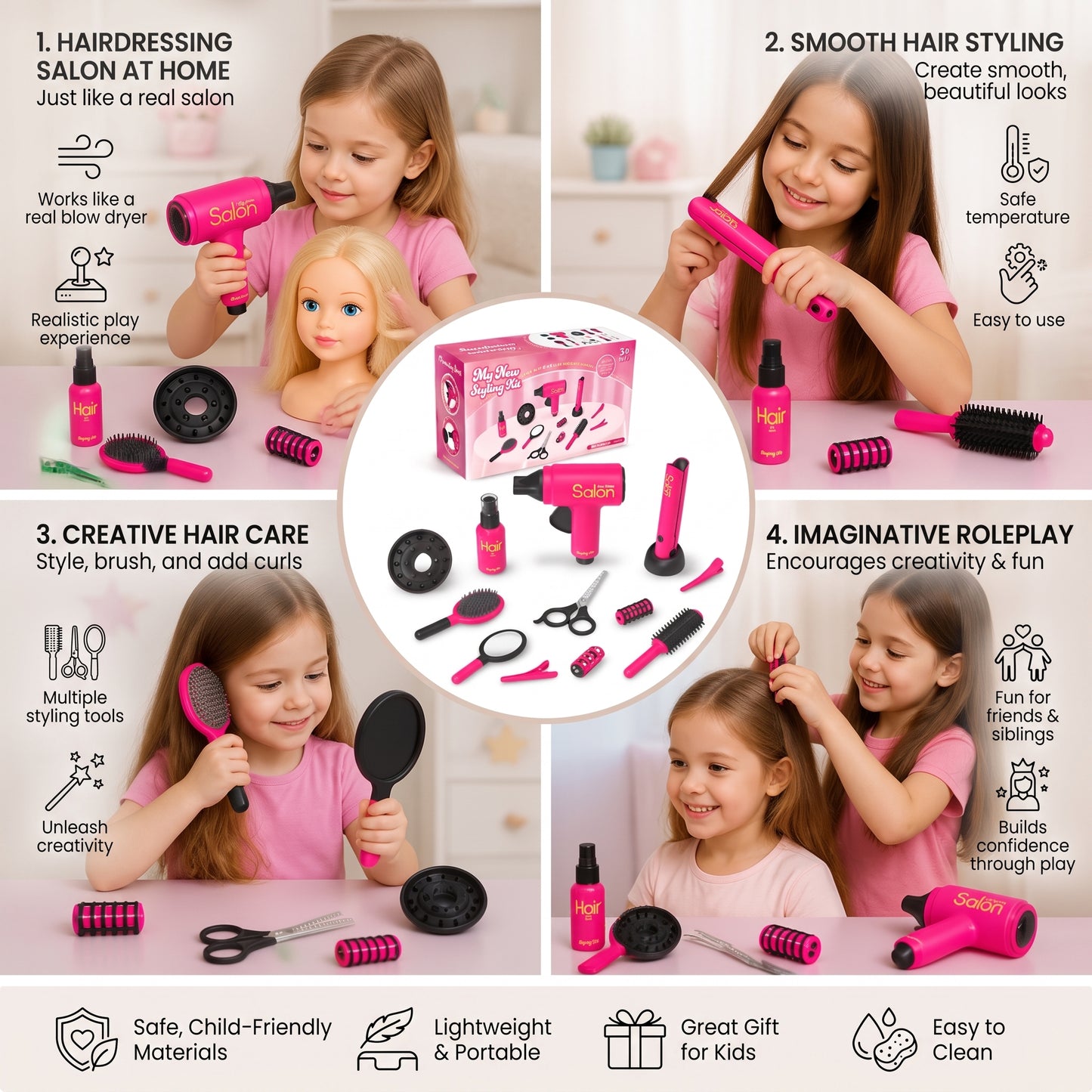 14-Piece Kids Hair Salon Role Play Set