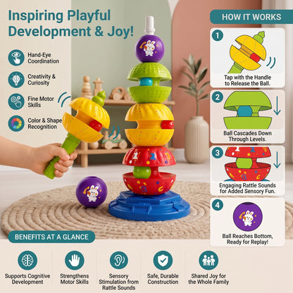 2-in-1 Spinning Stacking & Ball Drop Rattle Toy
