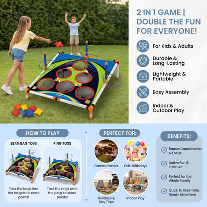 2-in-1 Cornhole & Ring Toss Game Set