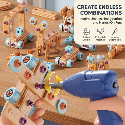 DIY Construction Toolbox with Electric Drill (126 Pieces)
