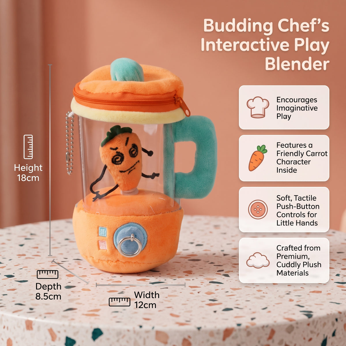 Interactive Pull-String Vegetable Blender Plush Toy