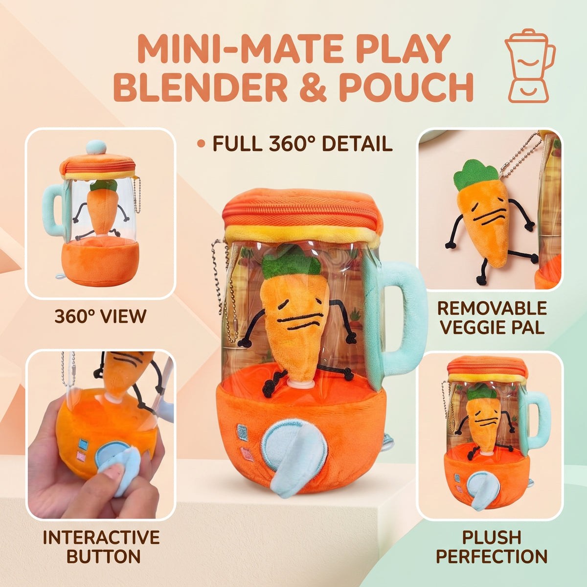 Interactive Pull-String Vegetable Blender Plush Toy