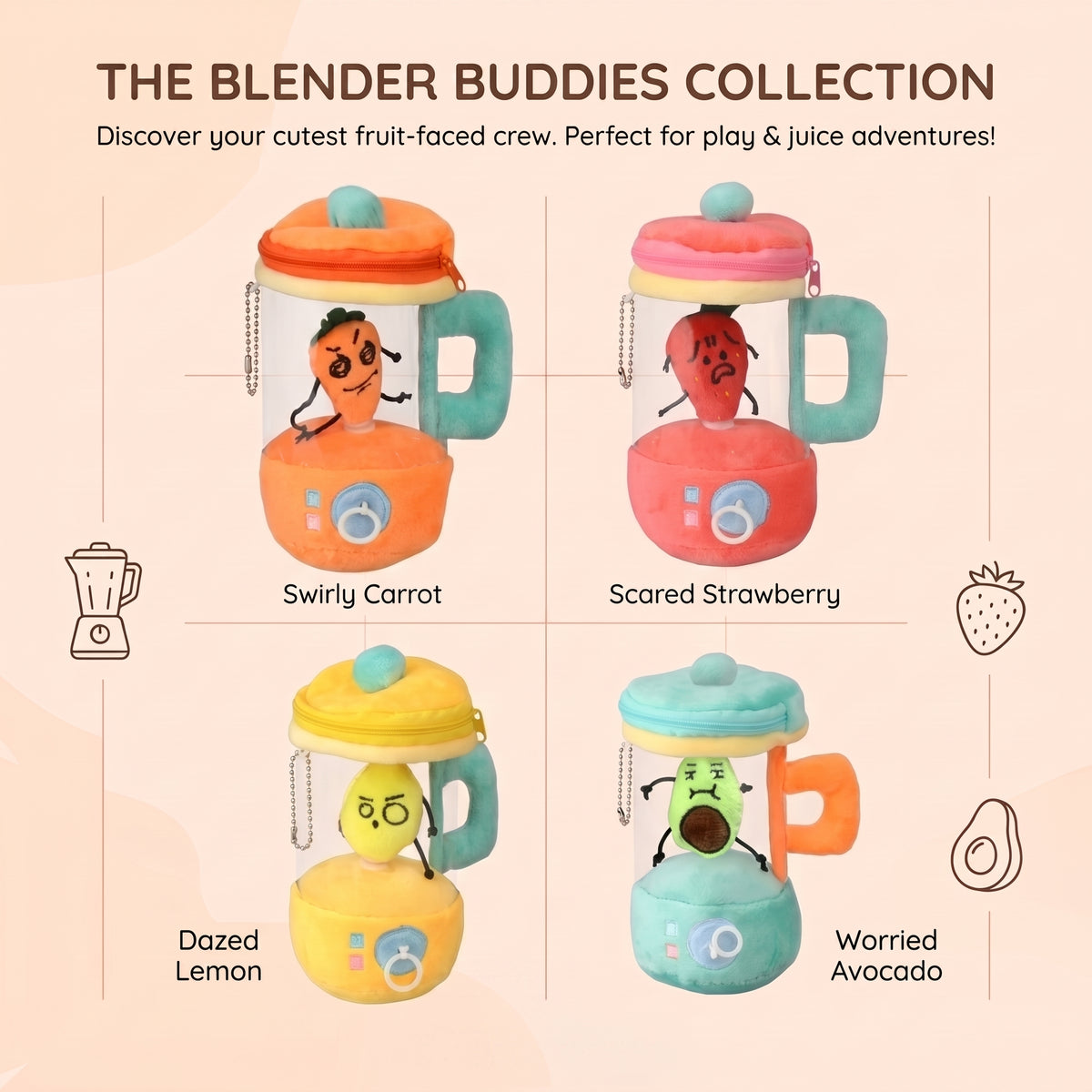 Interactive Pull-String Vegetable Blender Plush Toy