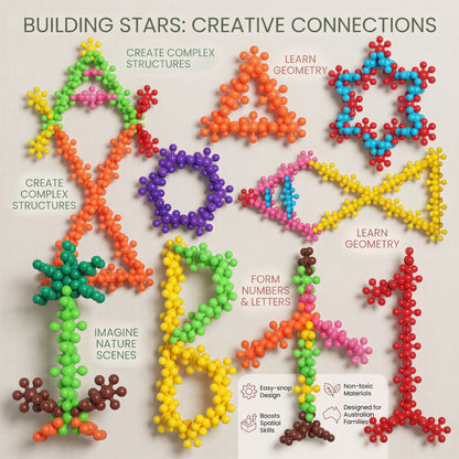 Montessori Snowflake Building Blocks with Instructions