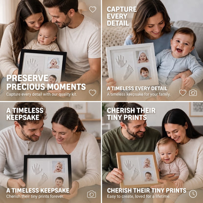 Baby Handprint & Footprint Keepsake Frame with Photo Display