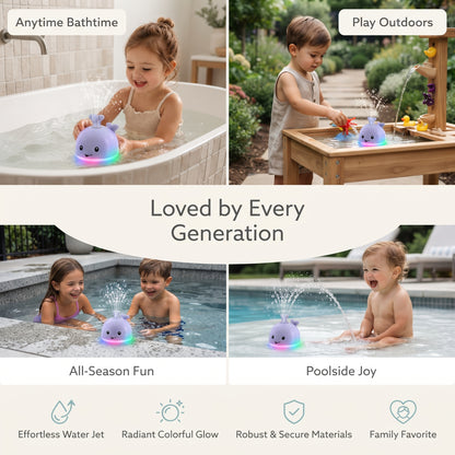 Light-Up Whale Bath Toy with Automatic Water Spray for Babies