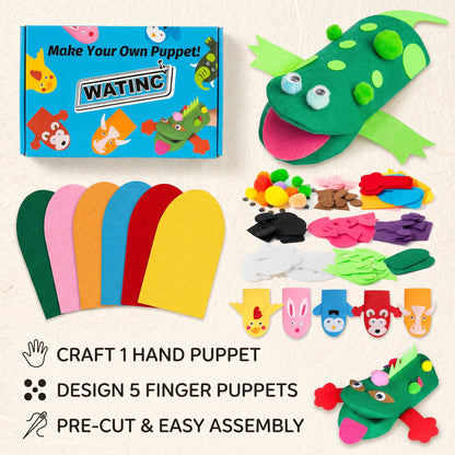 DIY Animal Hand Puppet Making Kit for Kids (6 Puppet Bases)