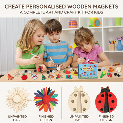 36-Piece DIY Wooden Magnet Painting Kit for Kids
