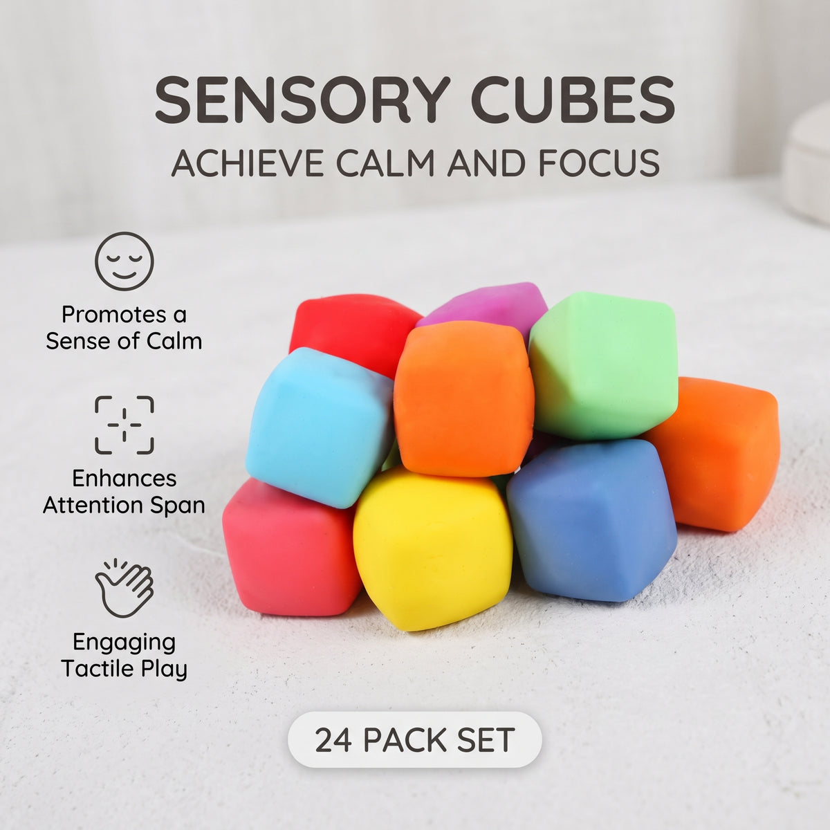 24 Pack Slow Rising Squishy Stress Cubes for Kids