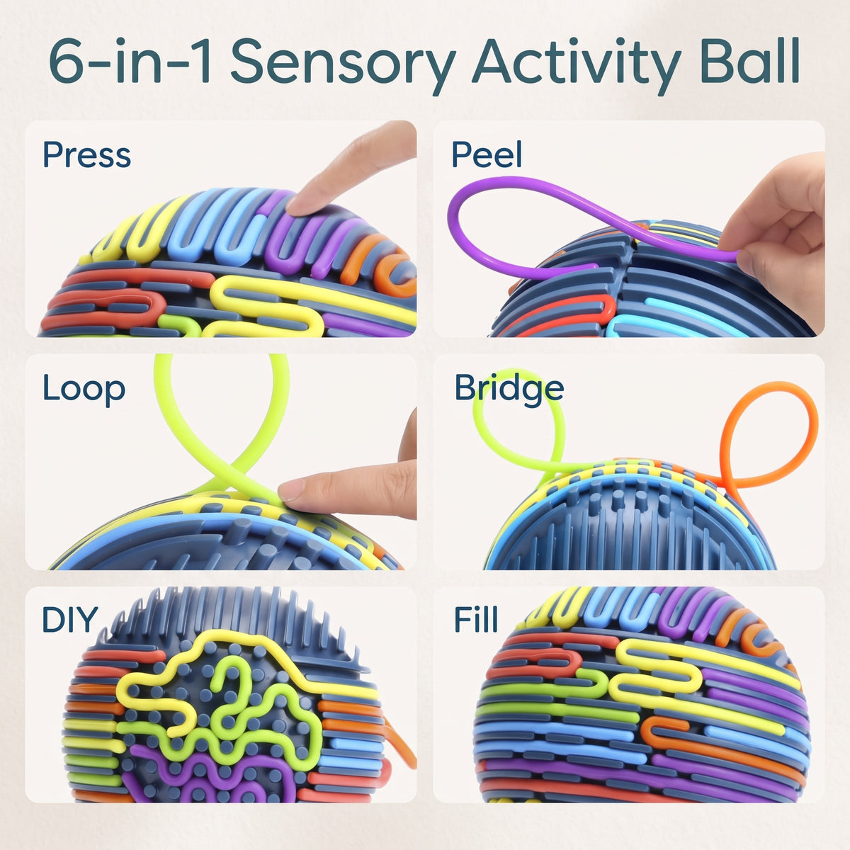 3D Sensory Activity Ball with 24 Colourful Strings