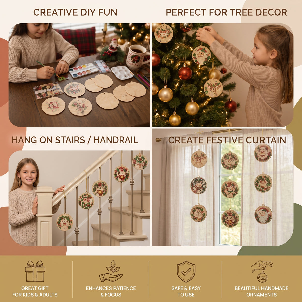 DIY Christmas Diamond Painting Ornament Kit for Kids
