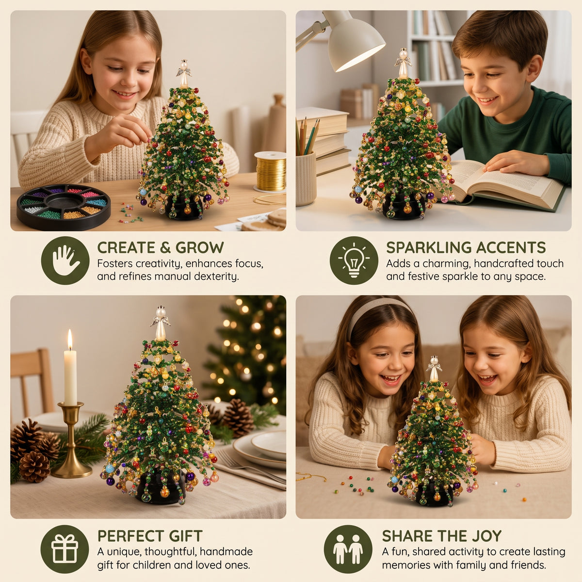 DIY Crystal Beaded Christmas Tree Craft Kit for Kids