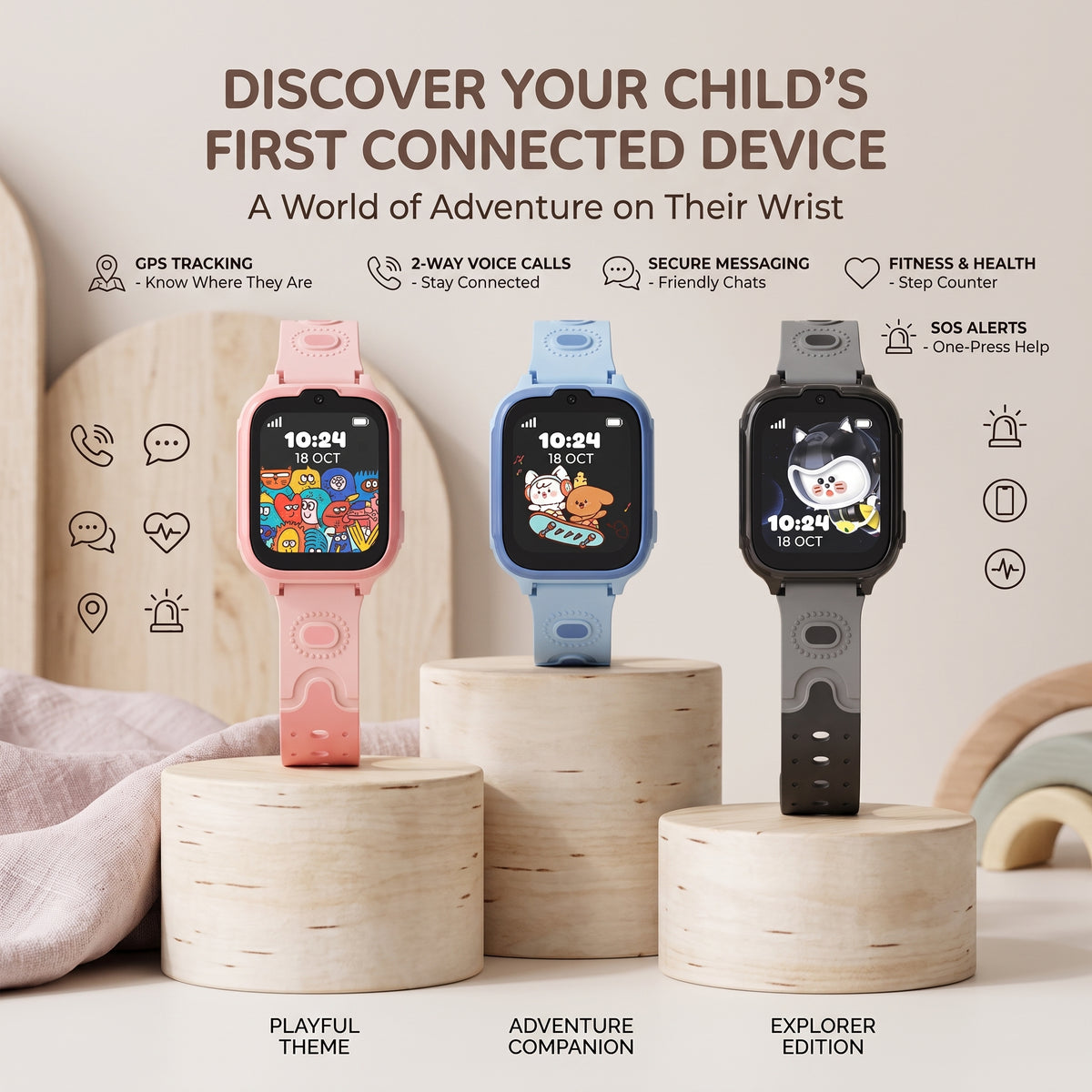4G Kids Smart Watch with Video Call, Camera & Location Tracking