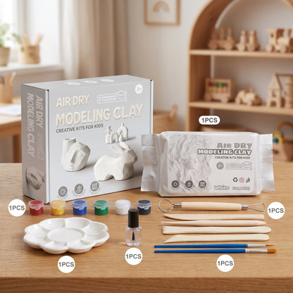 Kids Air Dry Clay Kit – 6 Colours with Sculpting Tools