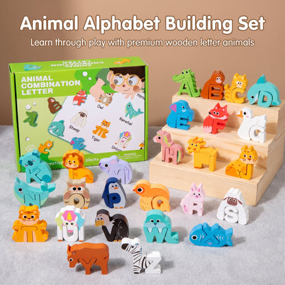 52-Piece Montessori 3D Alphabet Building Blocks for Kids