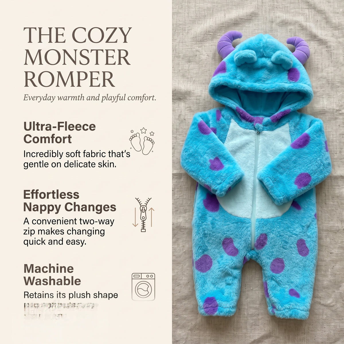 Cozy Fluffy Monster Costume for Babies & Toddlers