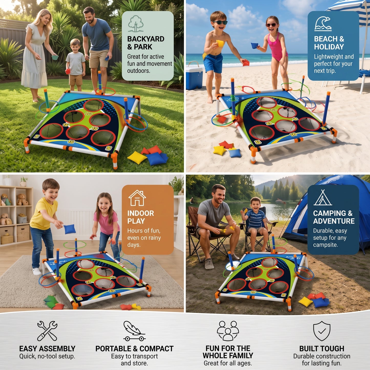 2-in-1 Cornhole & Ring Toss Game Set