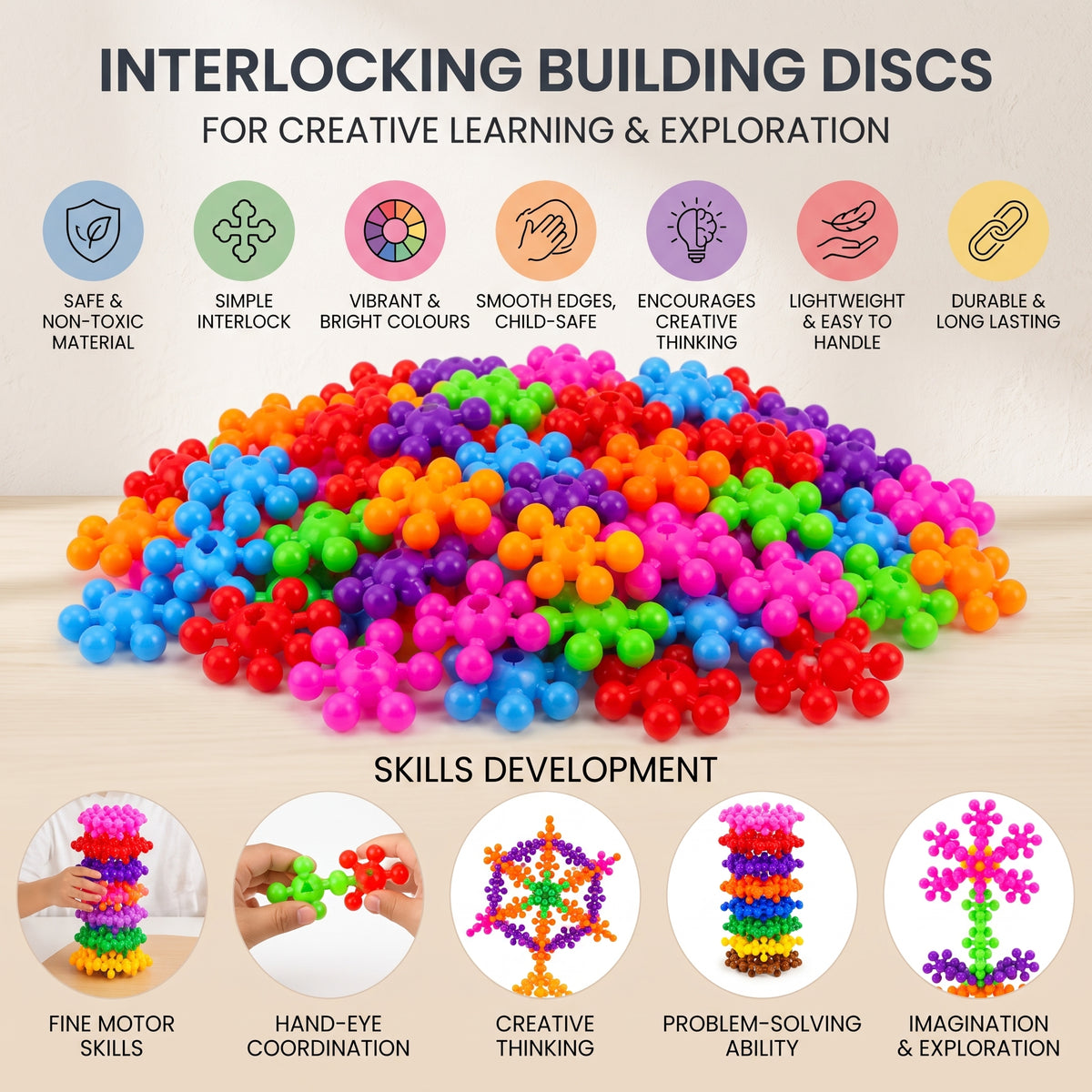 Montessori Snowflake Building Blocks with Instructions