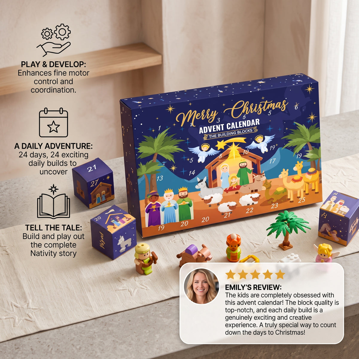 Christmas Nativity Building Blocks Advent Calendar for Kids