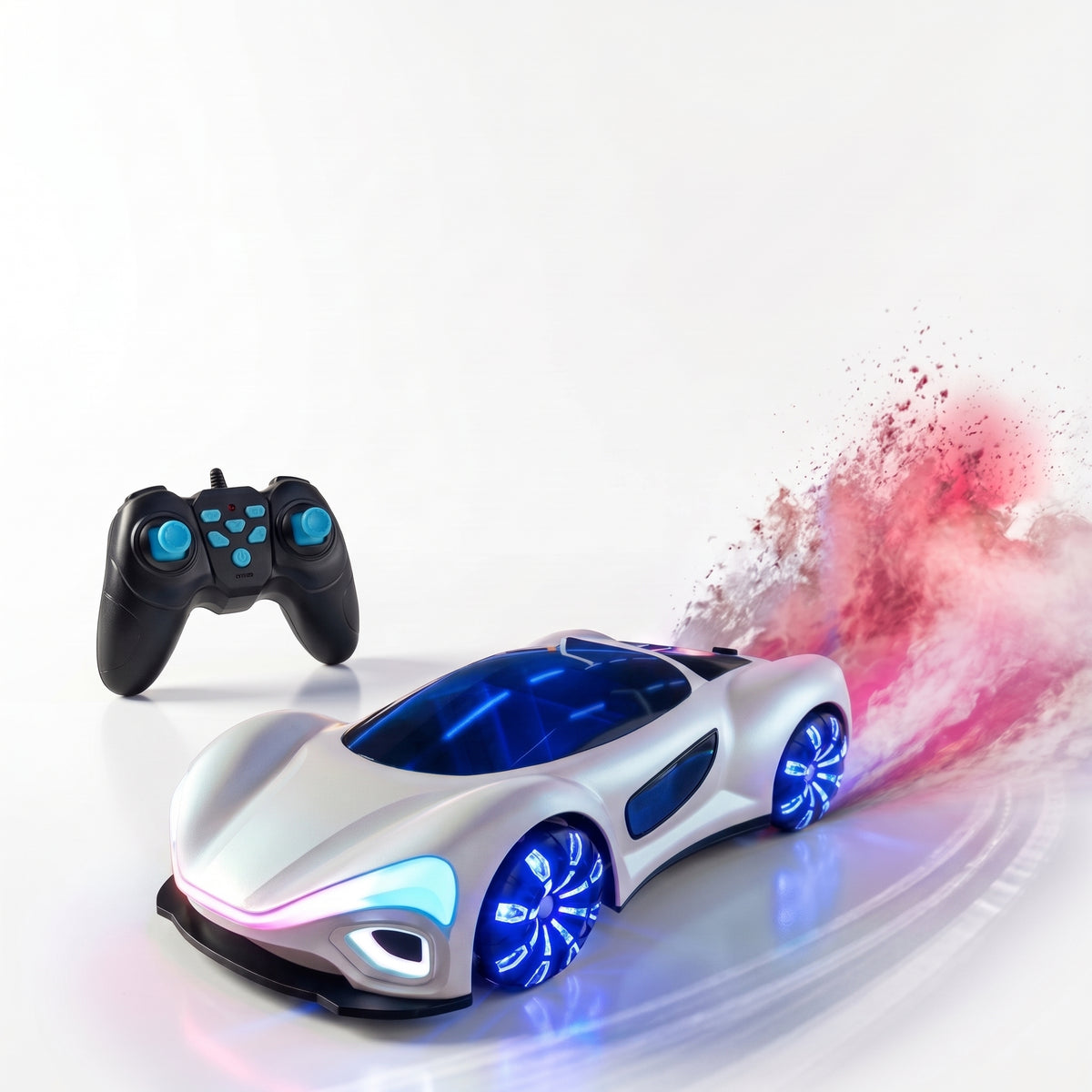 Remote Control Drift Car with LED Lights & Spray Effect