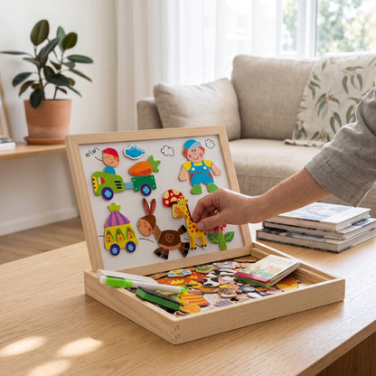 Montessori 2-in-1 Magnetic Drawing Board for Kids