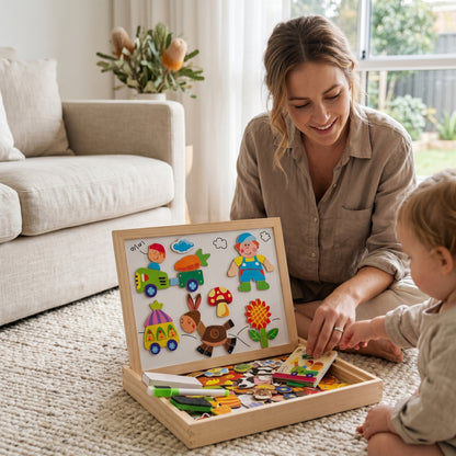 Montessori 2-in-1 Magnetic Drawing Board for Kids