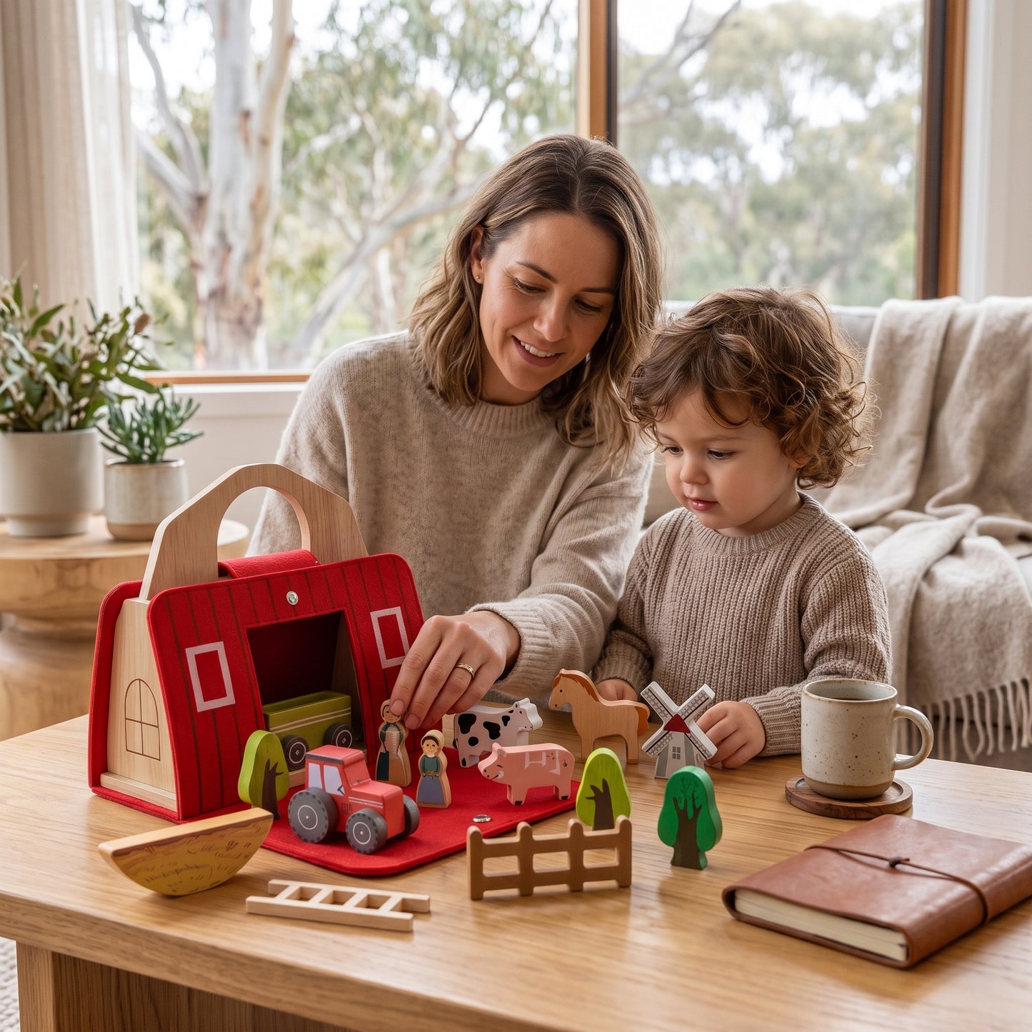 Wooden Travel Farm Play Set