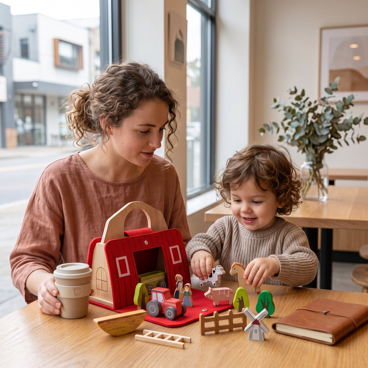 Wooden Travel Farm Play Set