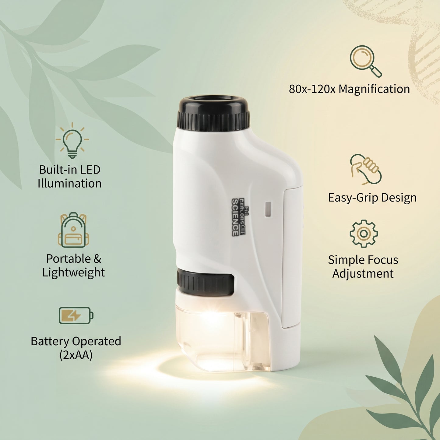 Kids Pocket Microscope with LED Light