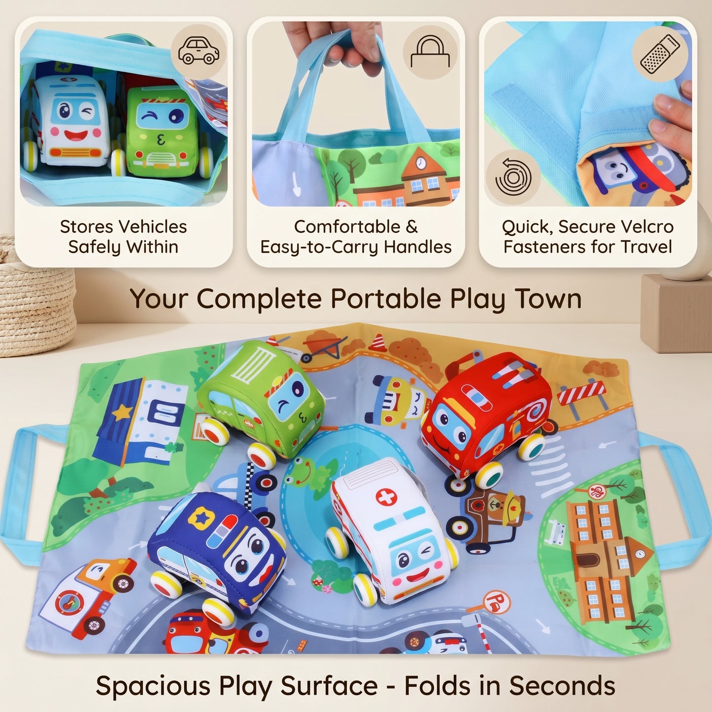 Pull Back Vehicle Plush Toy