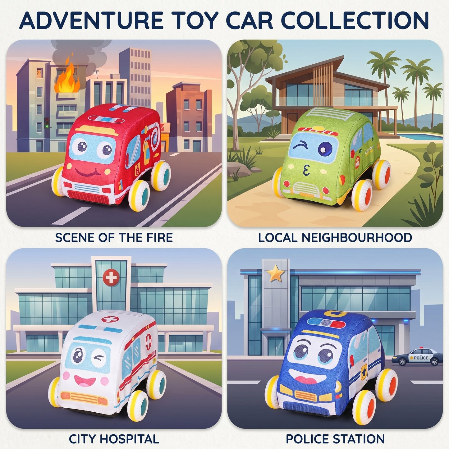 Pull Back Vehicle Plush Toy