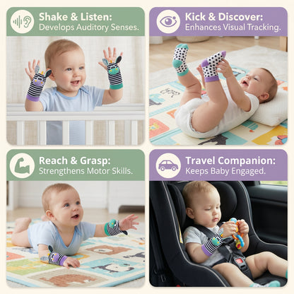 Baby Rattle Wrist and Sock Set