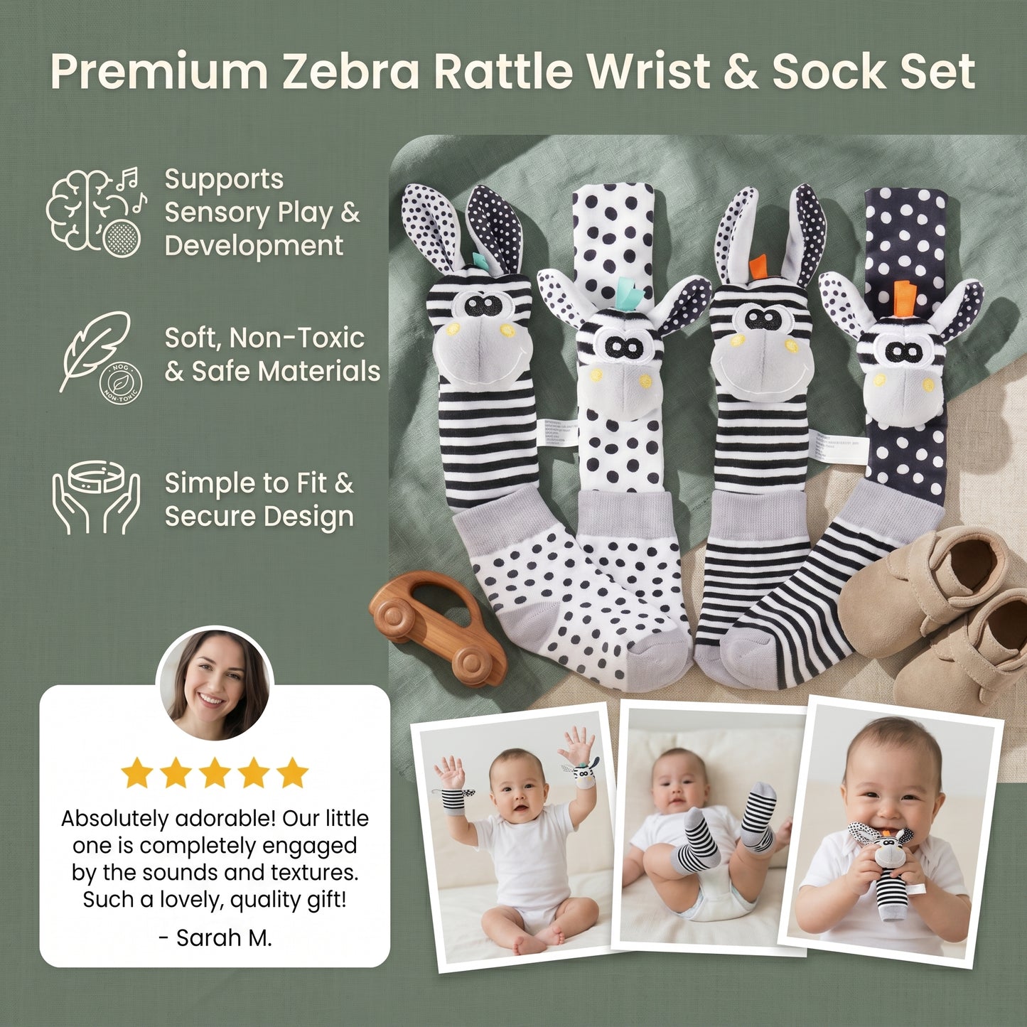 Baby Rattle Wrist and Sock Set