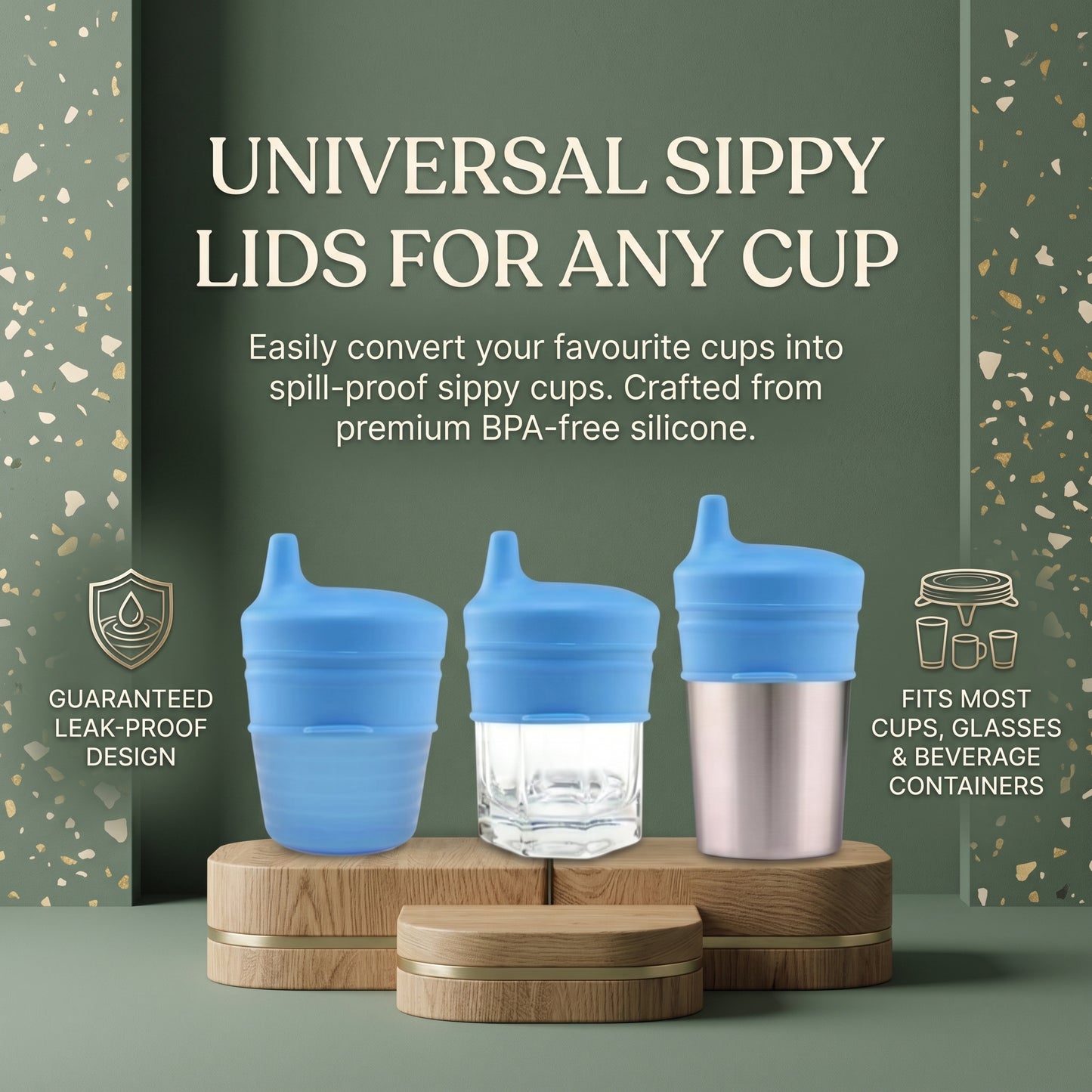 Spillproof Silicone Sippy Cup Lids 3 Pack