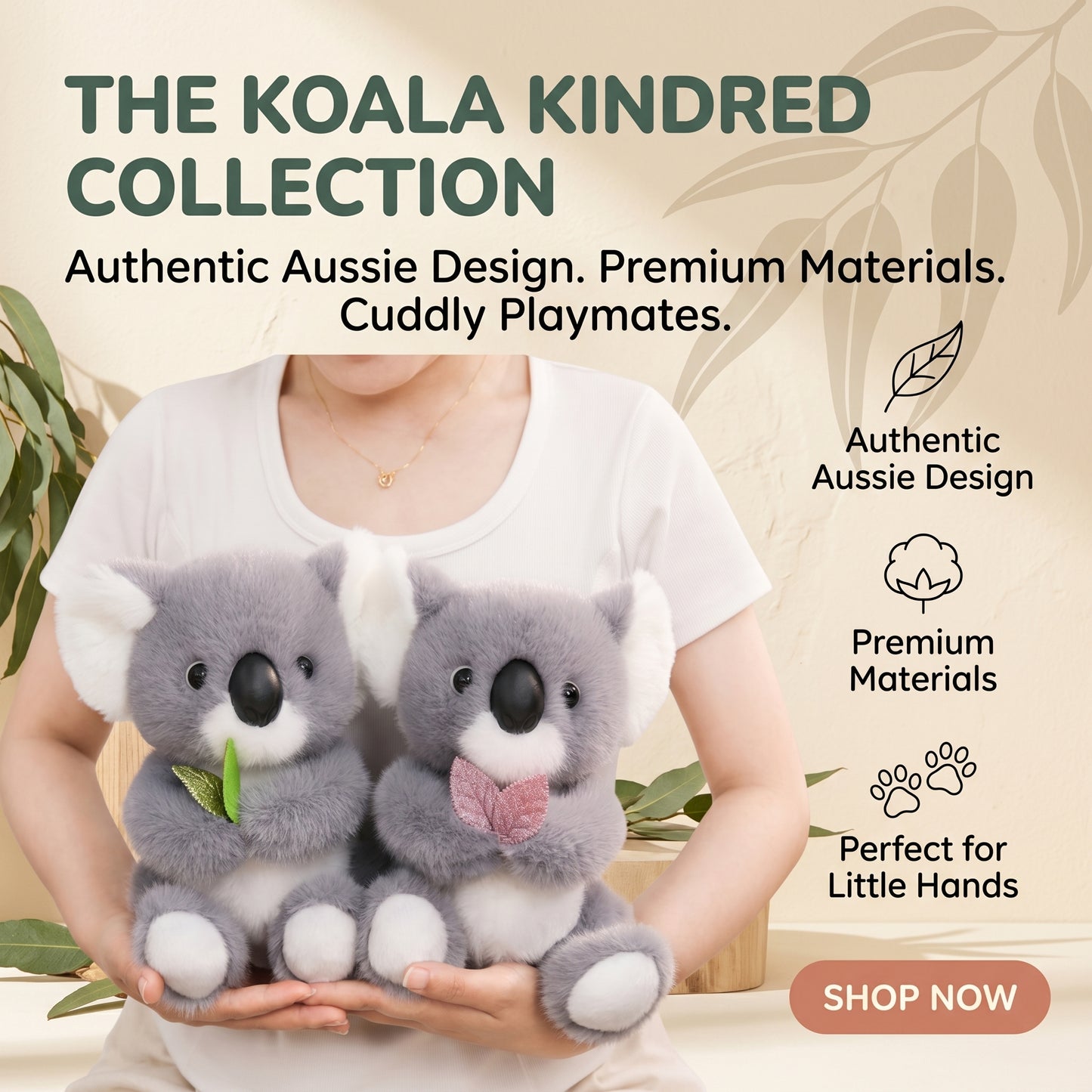 Koala Plush Toy with Leaf