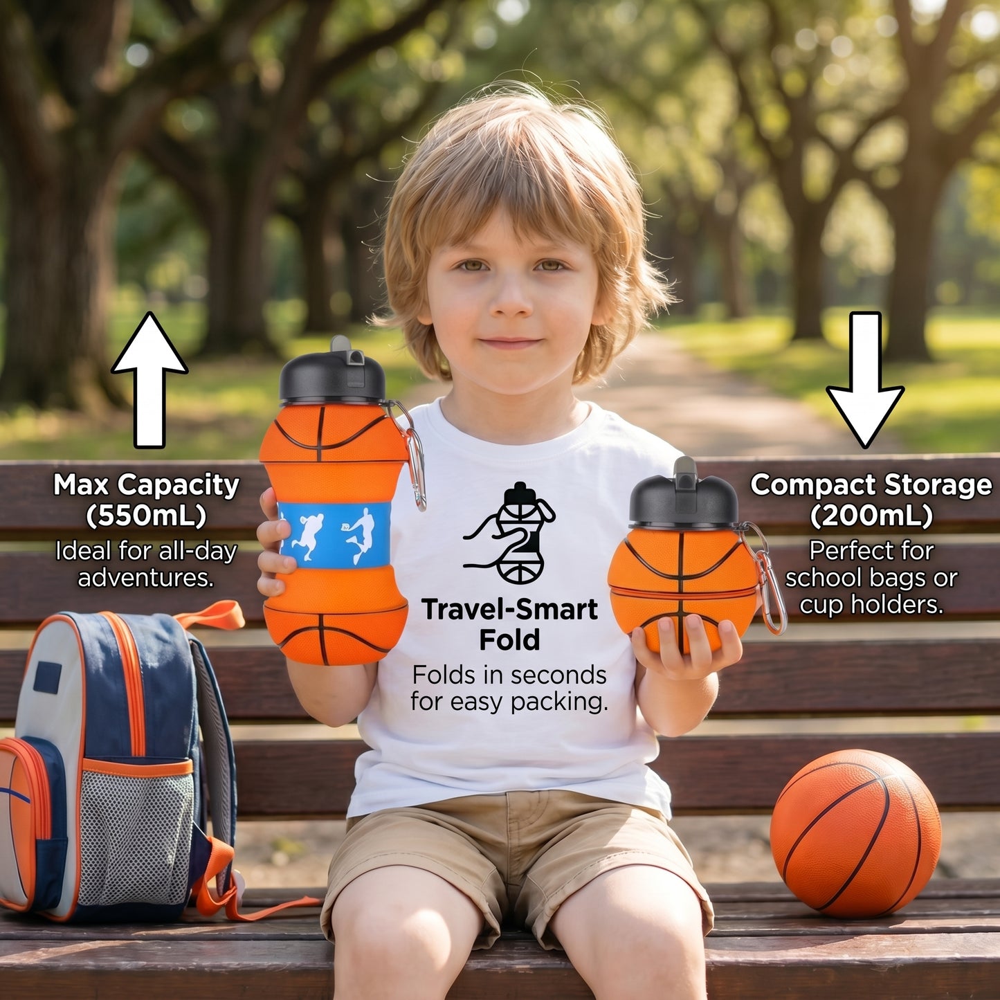 Foldable Silicone Soccer Water Bottle